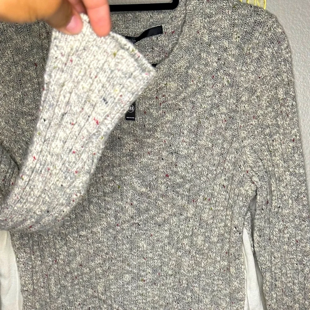 NWOT KENSIE marled gray and white ribbed sweater off white bottom medium